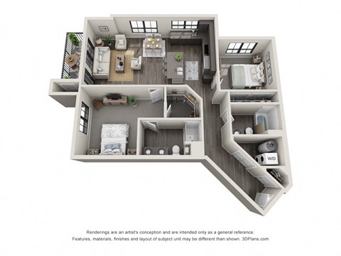 2 bed 2 bath floor plan E at 5300 Centre, St. Peters, 63376